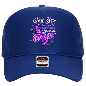 Fibromyalgia Warrior Purple Butterfly Gift High Crown Mesh Back Trucker Hat