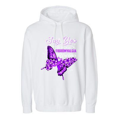 Fibromyalgia Warrior Purple Butterfly Gift Garment-Dyed Fleece Hoodie