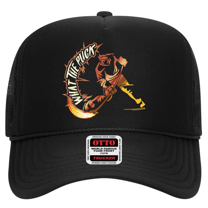 Funny What Part Of Hockey Don't You Understand Hockey Player High Crown Mesh Back Trucker Hat