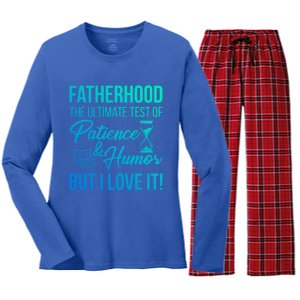 Fatherhood With Patience Humor And Love Fathers Day Gift Women's Long Sleeve Flannel Pajama Set 