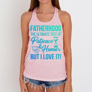 Fatherhood With Patience Humor And Love Fathers Day Gift Women's Knotted Racerback Tank