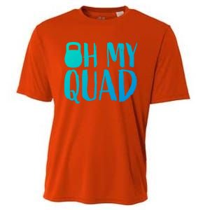 Funny Workout Quadriceps Muscles Kettlebell I Oh My Quad Gift Cooling Performance Crew T-Shirt