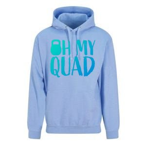 Funny Workout Quadriceps Muscles Kettlebell I Oh My Quad Gift Unisex Surf Hoodie