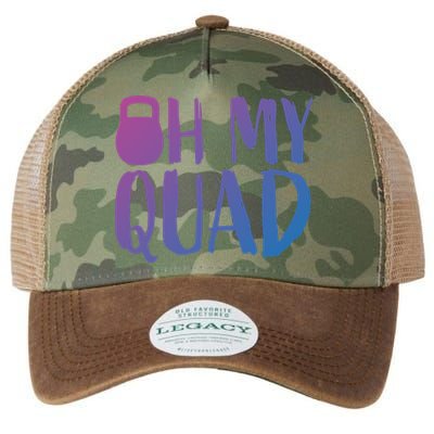 Funny Workout Quadriceps Muscles Kettlebell I Oh My Quad Gift Legacy Tie Dye Trucker Hat