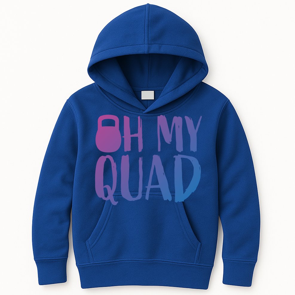 Funny Workout Quadriceps Muscles Kettlebell I Oh My Quad Gift Kids Hoodie