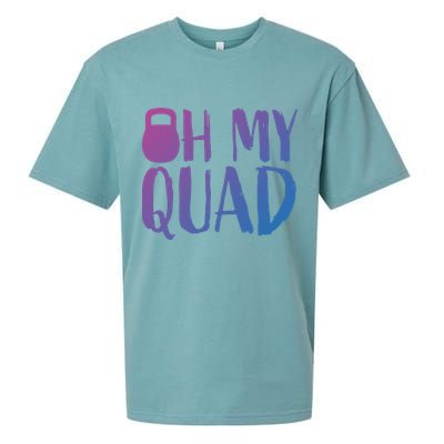 Funny Workout Quadriceps Muscles Kettlebell I Oh My Quad Gift Sueded Cloud Jersey T-Shirt