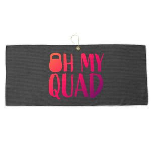 Funny Workout Quadriceps Muscles Kettlebell I Oh My Quad Gift Large Microfiber Waffle Golf Towel