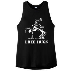 Funny Wrestling Quote Free Hugs Wrestle Wrestling Lover  Ladies PosiCharge Tri-Blend Wicking Tank