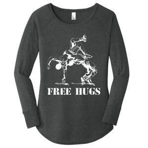 Funny Wrestling Quote Free Hugs Wrestle Wrestling Lover  Women's Perfect Tri Tunic Long Sleeve Shirt