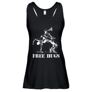 Funny Wrestling Quote Free Hugs Wrestle Wrestling Lover  Ladies Essential Flowy Tank