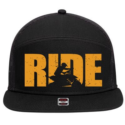 Four Wheeler Quad Funny ATV RIDE Quad Biker 7 Panel Mesh Trucker Snapback Hat