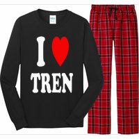 Funny Workout Quote I Love Tren I Heart Tren Bodybuilder Long Sleeve Pajama Set