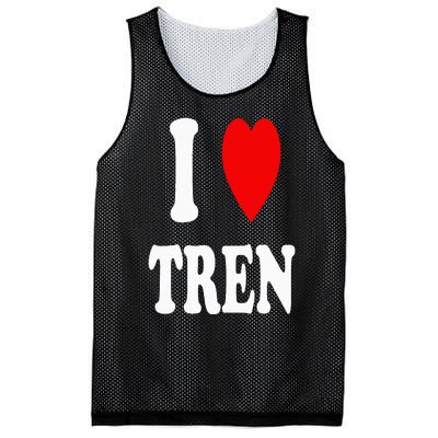 Funny Workout Quote I Love Tren I Heart Tren Bodybuilder Mesh Reversible Basketball Jersey Tank