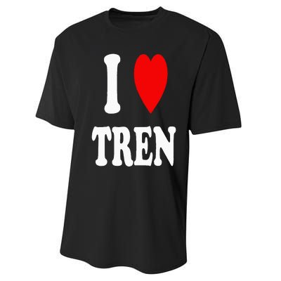 Funny Workout Quote I Love Tren I Heart Tren Bodybuilder Performance Sprint T-Shirt