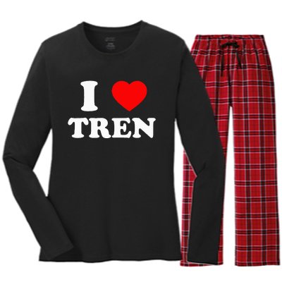 Funny Workout Quote I Love Tren Bodybuilder Women's Long Sleeve Flannel Pajama Set 