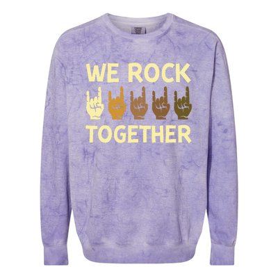 Funny We Rock Together Hands Rock Lovers Colorblast Crewneck Sweatshirt