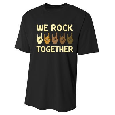 Funny We Rock Together Hands Rock Lovers Performance Sprint T-Shirt