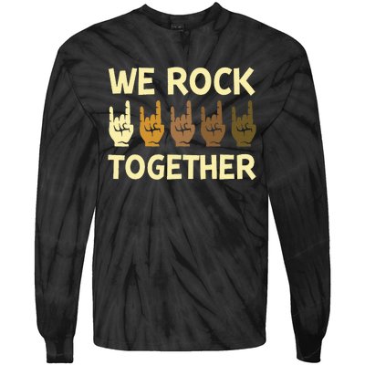 Funny We Rock Together Hands Rock Lovers Tie-Dye Long Sleeve Shirt