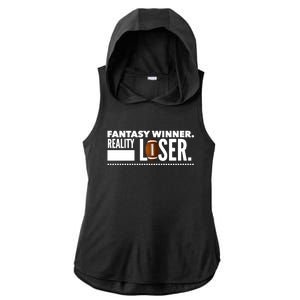 Fantasy Winner Reality Loser Fantasy Football Champion Gift Ladies PosiCharge Tri-Blend Wicking Draft Hoodie Tank