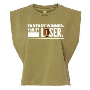 Fantasy Winner Reality Loser Fantasy Football Champion Gift Garment-Dyed Women's Muscle Tee