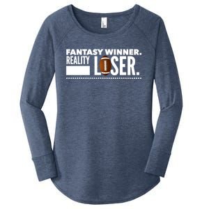 Fantasy Winner Reality Loser Fantasy Football Champion Gift Women's Perfect Tri Tunic Long Sleeve Shirt