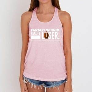 Fantasy Winner Reality Loser Fantasy Football Champion Gift Women's Knotted Racerback Tank