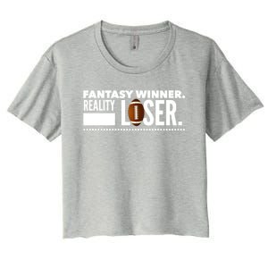 Fantasy Winner Reality Loser Fantasy Football Champion Gift Women's Crop Top Tee