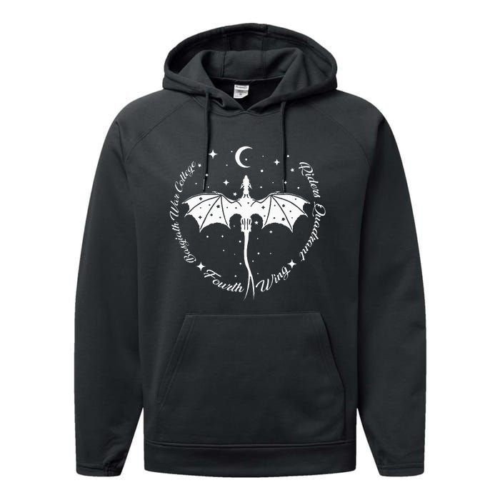 Fourth Wing Romantasy Dragons Yarros Basgiath Fantasy Book Performance Fleece Hoodie