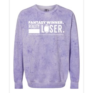 Fantasy Winner Reality Loser Fantasy Football Champion Gift Colorblast Crewneck Sweatshirt