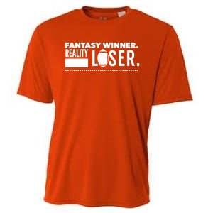 Fantasy Winner Reality Loser Fantasy Football Champion Gift Cooling Performance Crew T-Shirt