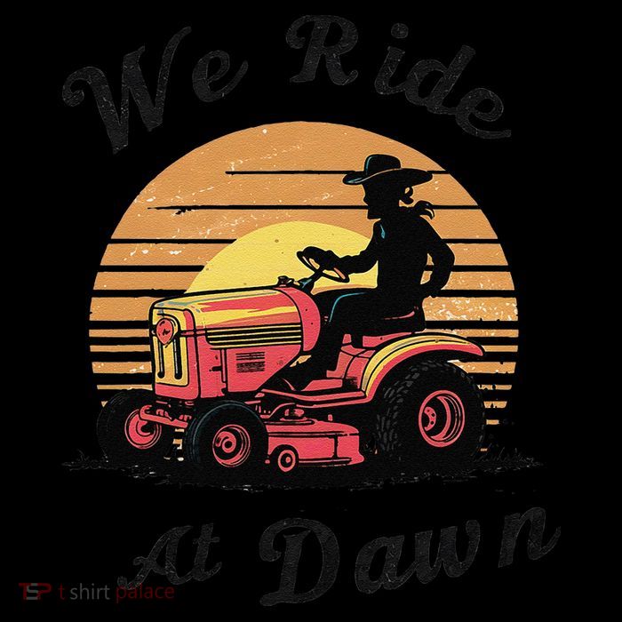 Funny We Ride At Dawn Lawn Mowers Vintage Lawn Mowing Tank Top