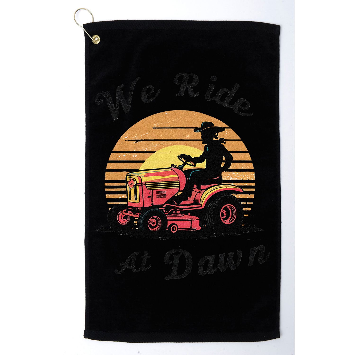 Funny We Ride At Dawn Lawn Mowers Vintage Lawn Mowing Golf Towel