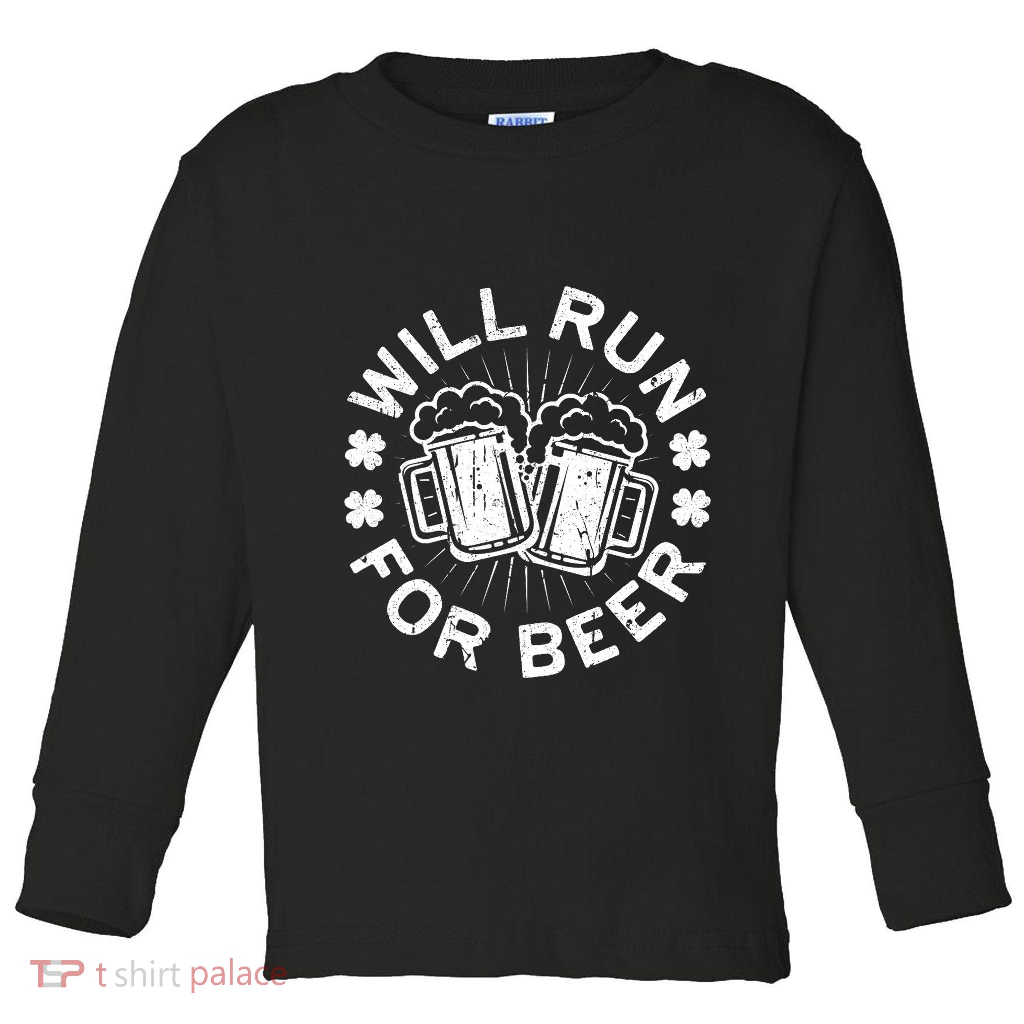 Funny Will Run For Beer Saint Patricks Day Gift Toddler Long Sleeve Shirt