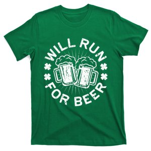 Funny Will Run For Beer Saint Patricks Day Gift T-Shirt