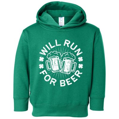 Funny Will Run For Beer Saint Patricks Day Gift Toddler Hoodie