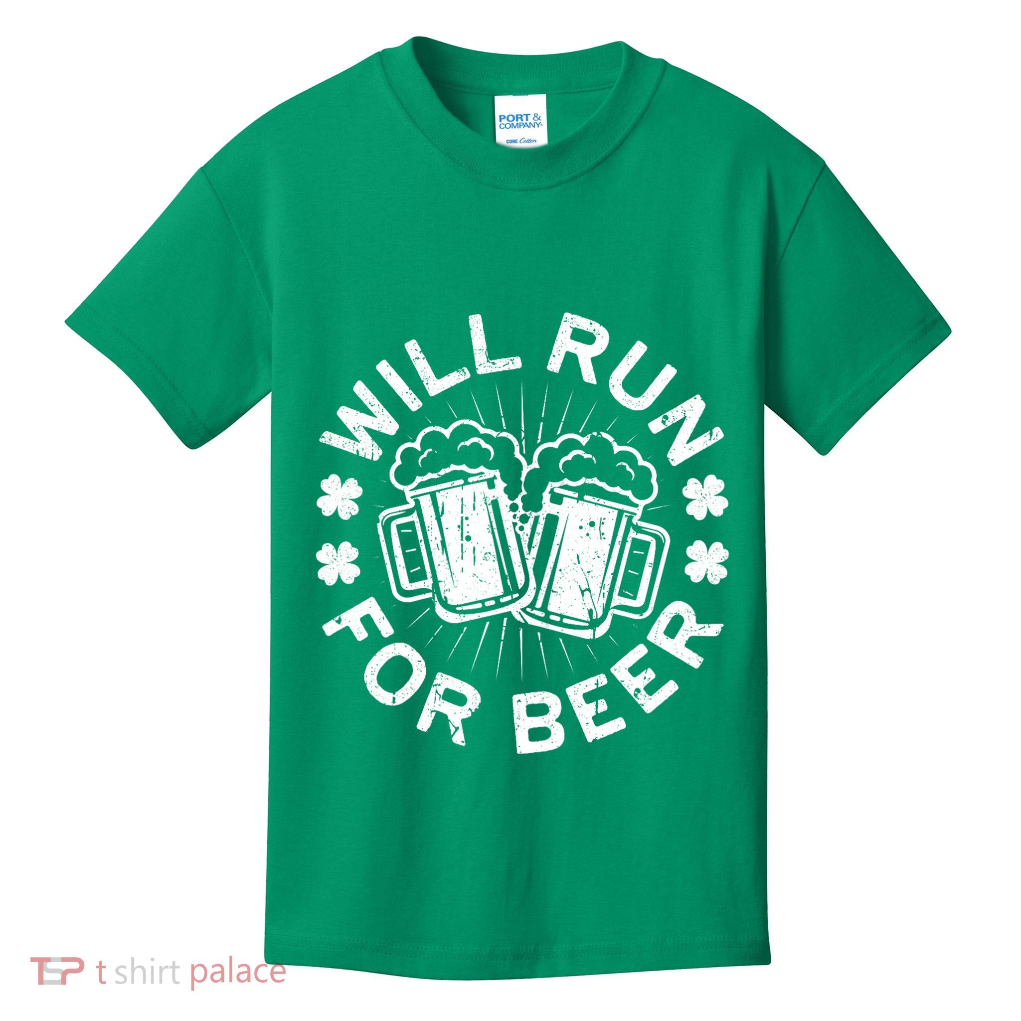 Funny Will Run For Beer Saint Patricks Day Gift Kids T-Shirt