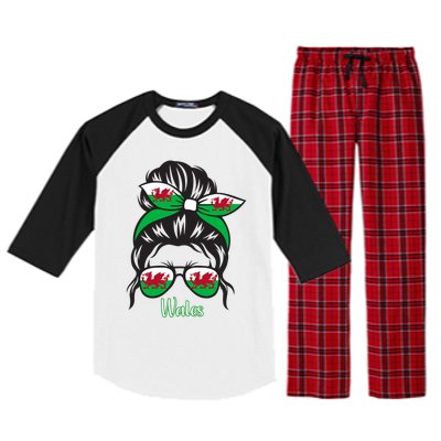 Funny Wales Roots Wales Flag Raglan Sleeve Pajama Set