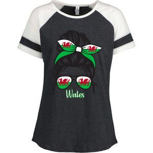 Funny Wales Roots Wales Flag Enza Ladies Jersey Colorblock Tee