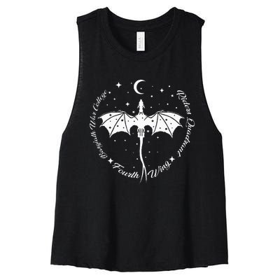 Fourth Wing Romantasy Dragons Yarros Basgiath Fantasy Book Women's Racerback Cropped Tank