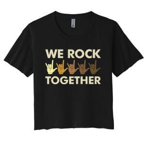 Funny We Rock Together Women's Crop Top Tee