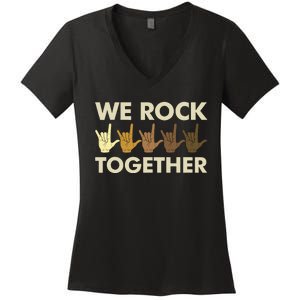 Funny We Rock Together Women's V-Neck T-Shirt