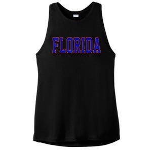 Florida Women Retro Orange Ladies PosiCharge Tri-Blend Wicking Tank