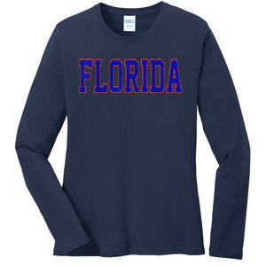 Florida Women Retro Orange Ladies Long Sleeve Shirt