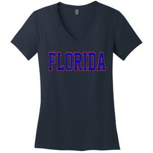 Florida Women Retro Orange Women's V-Neck T-Shirt