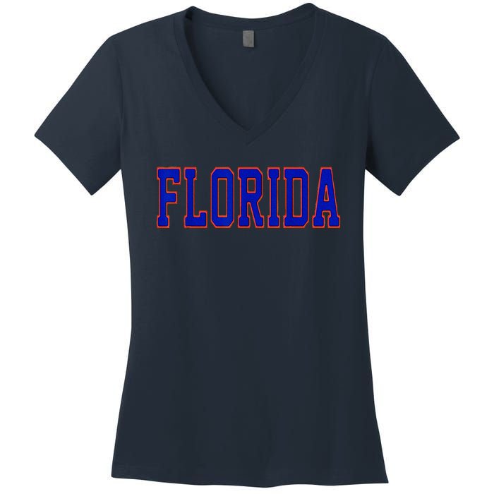 Florida Women Retro Orange Women's V-Neck T-Shirt