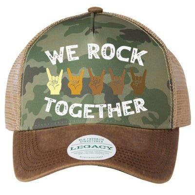 Funny We Rock Together Rocker Skeleton Hand Legacy Tie Dye Trucker Hat