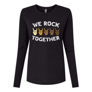 Funny We Rock Together Rocker Skeleton Hand Womens Cotton Relaxed Long Sleeve T-Shirt