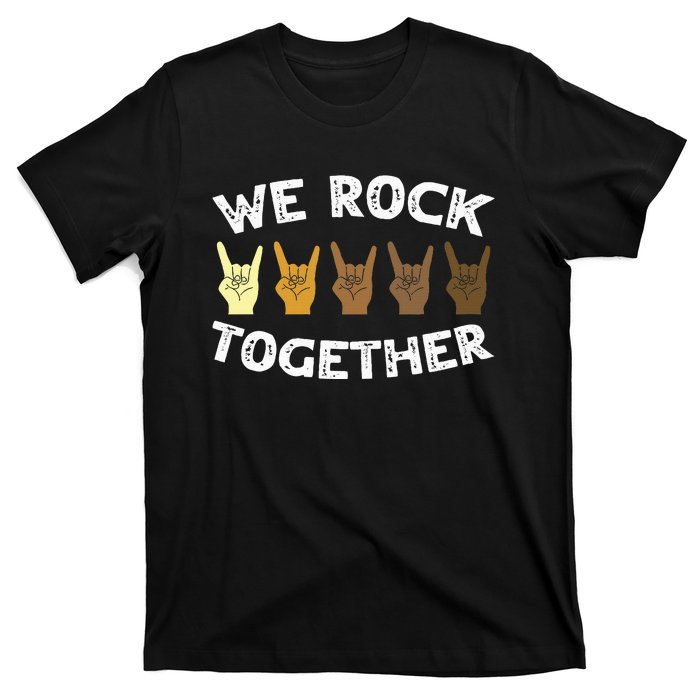 Funny We Rock Together Rocker Skeleton Hand T-Shirt