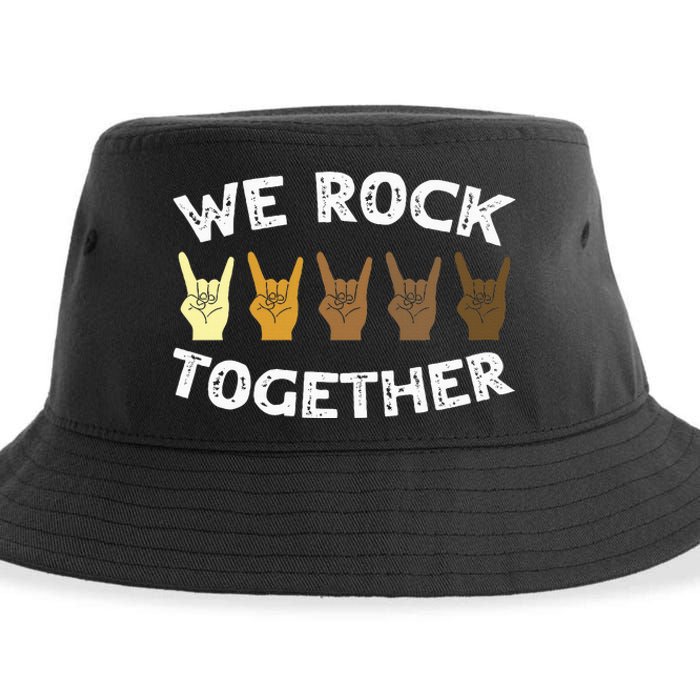 Funny We Rock Together Rocker Skeleton Hand Sustainable Bucket Hat