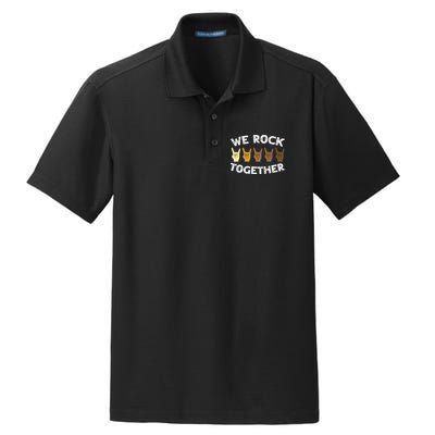 Funny We Rock Together Rocker Skeleton Hand Dry Zone Grid Polo